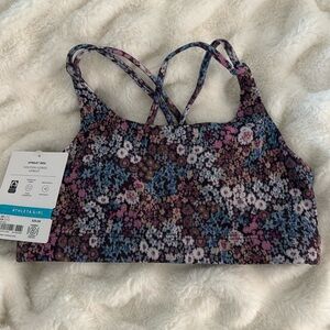 NWT Athleta Upbeat Floral Sports Bra with Crisscross Straps Size 12